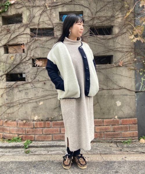 MANASTASH(マナスタッシュ)の「MANASTASH/マナスタッシュ シープボア×圧縮ウール(ブルゾン・レディース・オフホワイト/ブラック・FREE)」の11枚目の写真