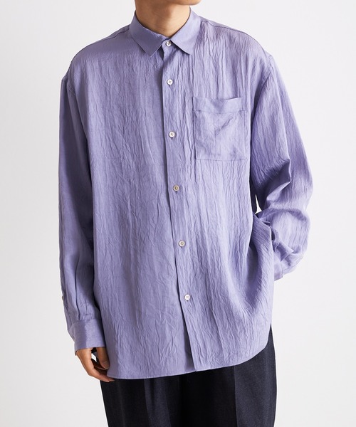 Blanc YM(ブランワイエム)の「Blanc YM ブランワイエム / Acetate Wide Shirt オーバーサイズ アセテートワイドシャツ トロミシャツ / BL-22S-AWS(シャツ/ブラウス・メンズ・キナリ/サックスブルー・MEDIUM/SMALL)」の2枚目の写真