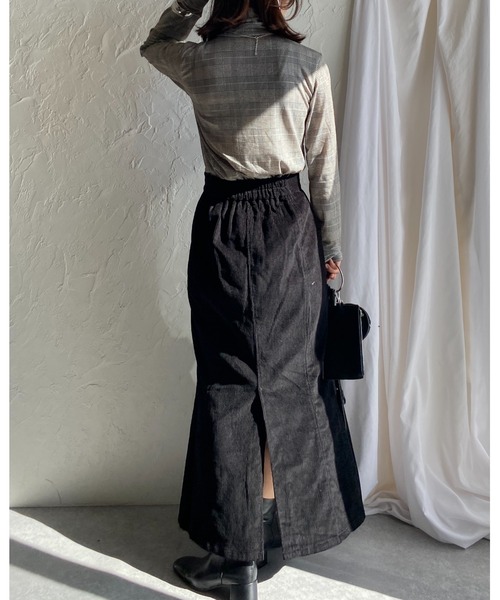 She's Closet(シーズクローゼット)の「タータンチェック柄ボトルネック長袖カットソートップス(Tシャツ/カットソー・レディース・グレイッシュベージュ/ブラック・FREE)」の10枚目の写真