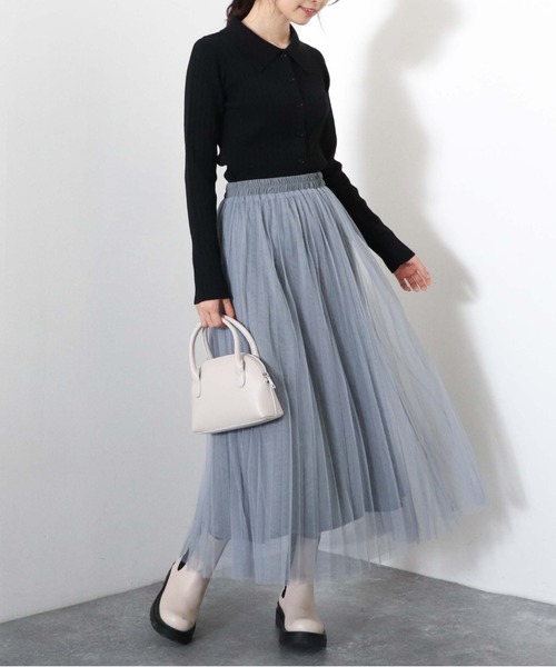 archives（アルシーヴ）の「チュールプリーツスカート（スカート・レディース・ブラック/パープル/ブルーグレー/アイボリー・MEDIUM）」の13枚目の写真