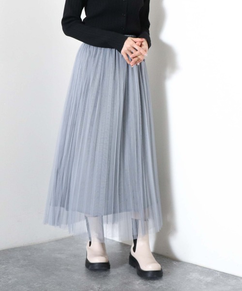 archives（アルシーヴ）の「チュールプリーツスカート（スカート・レディース・ブラック/パープル/ブルーグレー/アイボリー・MEDIUM）」の15枚目の写真