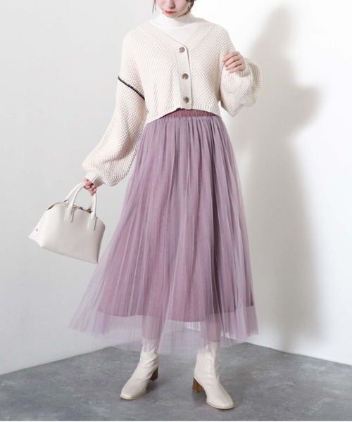 archives（アルシーヴ）の「チュールプリーツスカート（スカート・レディース・ブラック/パープル/ブルーグレー/アイボリー・MEDIUM）」の17枚目の写真