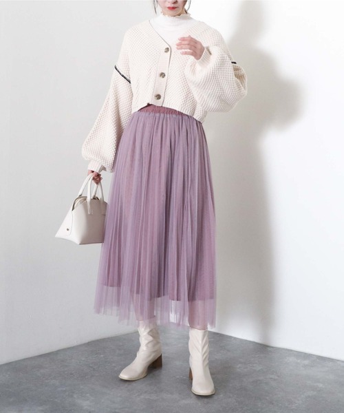 archives（アルシーヴ）の「チュールプリーツスカート（スカート・レディース・ブラック/パープル/ブルーグレー/アイボリー・MEDIUM）」の18枚目の写真