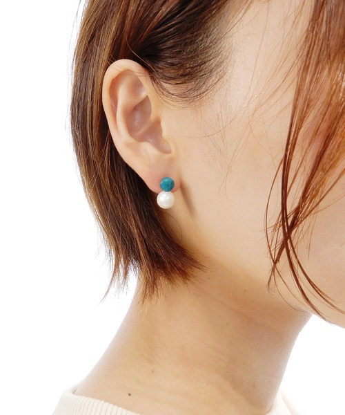 minia(ミニア)の「しずくパールピアス(ピアス(両耳用)・レディース・グレー/ブルー/ライトブルー/ピンク・FREE)」の3枚目の写真