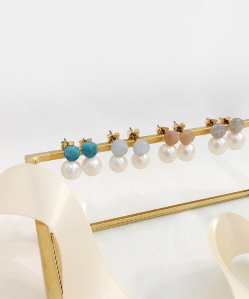 minia(ミニア)の「しずくパールピアス(ピアス(両耳用)・レディース・グレー/ブルー/ライトブルー/ピンク・FREE)」の10枚目の写真