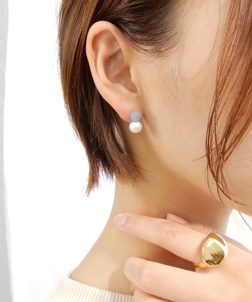 minia(ミニア)の「しずくパールピアス(ピアス(両耳用)・レディース・グレー/ブルー/ライトブルー/ピンク・FREE)」の13枚目の写真