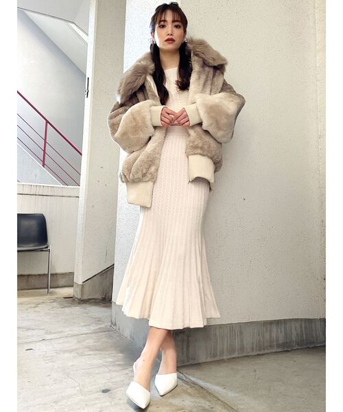 GYDA(ジェイダ)の「【SETUP着用可】マーメイドケーブルニットスカート(スカート・レディース・ブラック/ピンク/アイボリー/ベージュ・FREE)」の7枚目の写真