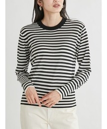 ビエラヤーン配色ラインクルーネックニット