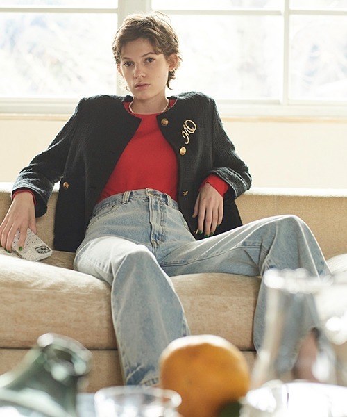 Mila Owen（ミラオーウェン）の「ビエラヤーン配色ラインクルーネックニット（ニット/セーター・レディース・その他/オレンジ/グレー・1/0）」の8枚目の写真