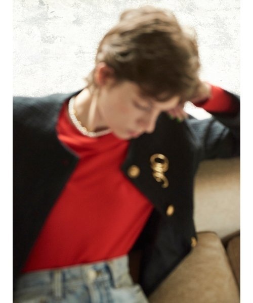 Mila Owen（ミラオーウェン）の「ビエラヤーン配色ラインクルーネックニット（ニット/セーター・レディース・その他/オレンジ/グレー・1/0）」の7枚目の写真