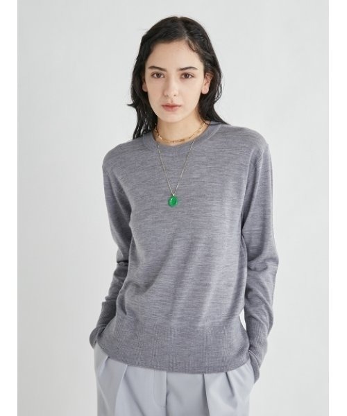 Mila Owen（ミラオーウェン）の「ビエラヤーン配色ラインクルーネックニット（ニット/セーター・レディース・その他/オレンジ/グレー・1/0）」の4枚目の写真