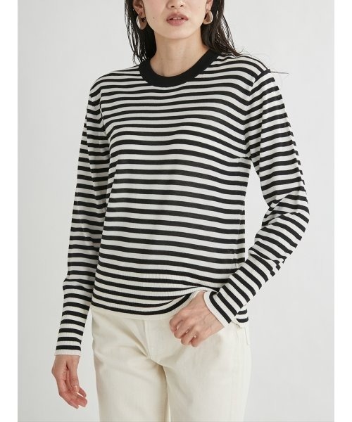 Mila Owen（ミラオーウェン）の「ビエラヤーン配色ラインクルーネックニット（ニット/セーター・レディース・その他/オレンジ/グレー・1/0）」の10枚目の写真