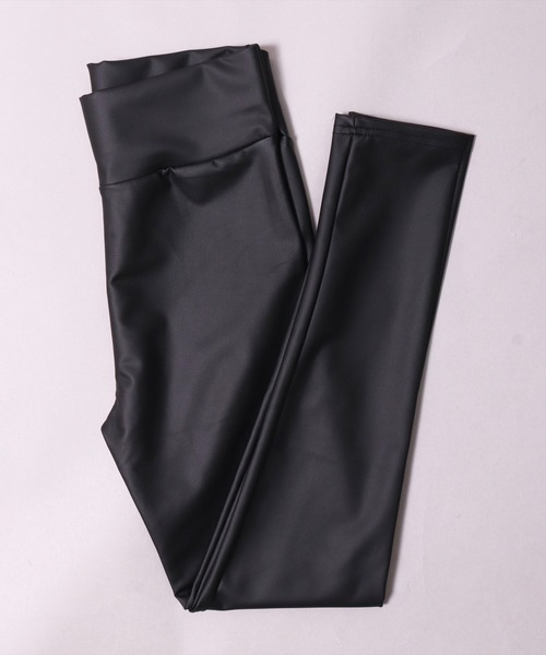 BCBGMAXAZRIA ♡ フェイクレザー コンボレギンス スパッツ ブラック