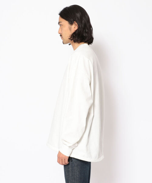 REMI RELIEF（レミレリーフ）の「REMI RELIEF(レミレリーフ)　別注16天竺ロンT 無地（Tシャツ/カットソー・メンズ・オフホワイト/ブラック・LARGE/SMALL/MEDIUM）」の3枚目の写真