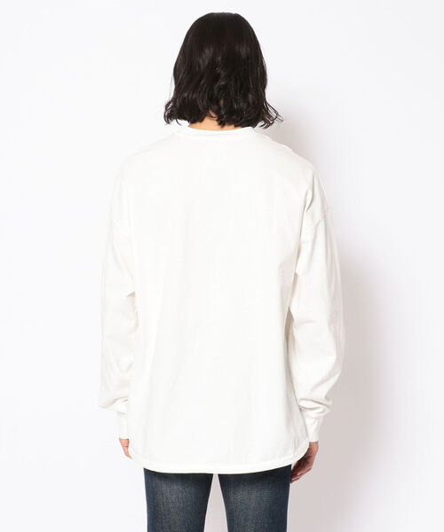 REMI RELIEF（レミレリーフ）の「REMI RELIEF(レミレリーフ)　別注16天竺ロンT 無地（Tシャツ/カットソー・メンズ・オフホワイト/ブラック・LARGE/SMALL/MEDIUM）」の4枚目の写真