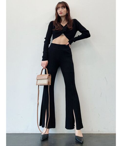 GYDA（ジェイダ）の「【セットアップ着用可】ランダムフレアニットパンツ（その他パンツ・レディース・ブラック/ベージュ・FREE）」の3枚目の写真