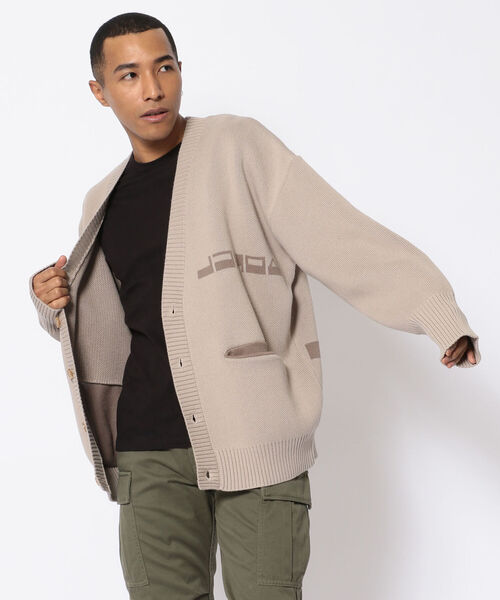 LUSOR（ルーソル）の「LUSOR（ルーソル） Wジャカードロゴカーディガン（カーディガン/ボレロ・メンズ・ライトグレー/ブルーグレー/チャコール・MEDIUM/LARGE）」の4枚目の写真