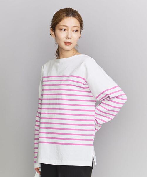 BEAUTY&YOUTH UNITED ARROWS（ビューティーアンドユースユナイテッドアローズ）の「BY パネル バスクボーダー ロングスリーブ プルオーバー -ウォッシャブル-（Tシャツ/カットソー・レディース・ケリー/ネイビー/ピンク・FREE）」の3枚目の写真