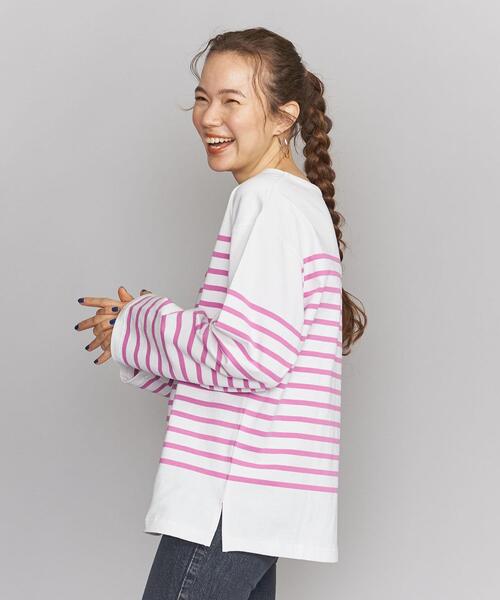 BEAUTY&YOUTH UNITED ARROWS（ビューティーアンドユースユナイテッドアローズ）の「BY パネル バスクボーダー ロングスリーブ プルオーバー -ウォッシャブル-（Tシャツ/カットソー・レディース・ケリー/ネイビー/ピンク・FREE）」の18枚目の写真