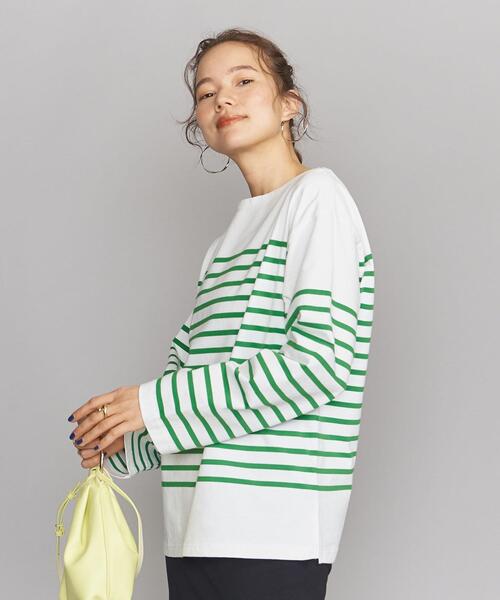 BEAUTY&YOUTH UNITED ARROWS（ビューティーアンドユースユナイテッドアローズ）の「BY パネル バスクボーダー ロングスリーブ プルオーバー -ウォッシャブル-（Tシャツ/カットソー・レディース・ケリー/ネイビー/ピンク・FREE）」の9枚目の写真