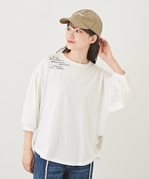 CUBE SUGAR（キューブシュガー）の「リサイクル天竺ロゴプリントパフスリーブ無地Tシャツ（Tシャツ/カットソー）」