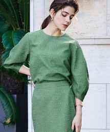 UR'S（ユアーズ）の「ふくれｼﾞｬｶﾞｰﾄﾞﾊﾞﾙｰﾝ袖ﾄｯﾌﾟｽ（Tシャツ/カットソー・レディース）」
