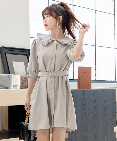 DAY CLOSET(デイ クローゼット)の「レディース ピーターパン襟のぽわん袖ミニワンピース(ワンピース・レディース・ブラック/ブルー/アイボリー/キャメル/ピンク/グレー/ブラウン・ONE SIZE)」の22枚目の写真