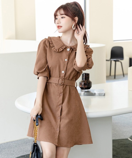 DAY CLOSET(デイ クローゼット)の「レディース ピーターパン襟のぽわん袖ミニワンピース(ワンピース・レディース・ブラック/ブルー/アイボリー/キャメル/ピンク/グレー/ブラウン・ONE SIZE)」の15枚目の写真