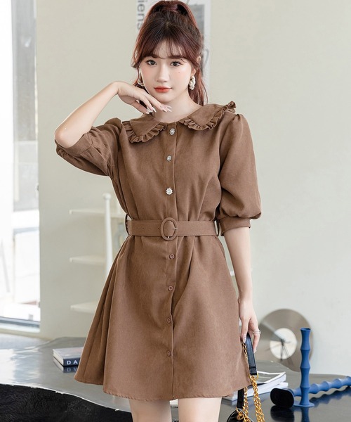 DAY CLOSET(デイ クローゼット)の「レディース ピーターパン襟のぽわん袖ミニワンピース(ワンピース・レディース・ブラック/ブルー/アイボリー/キャメル/ピンク/グレー/ブラウン・ONE SIZE)」の14枚目の写真