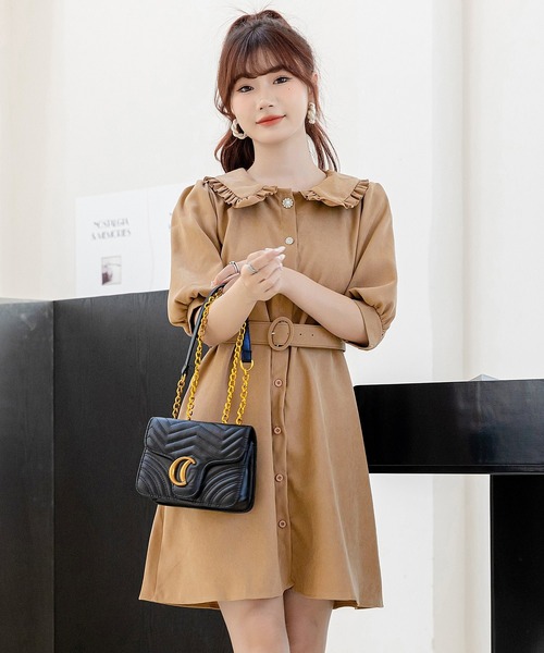 DAY CLOSET(デイ クローゼット)の「レディース ピーターパン襟のぽわん袖ミニワンピース(ワンピース・レディース・ブラック/ブルー/アイボリー/キャメル/ピンク/グレー/ブラウン・ONE SIZE)」の8枚目の写真