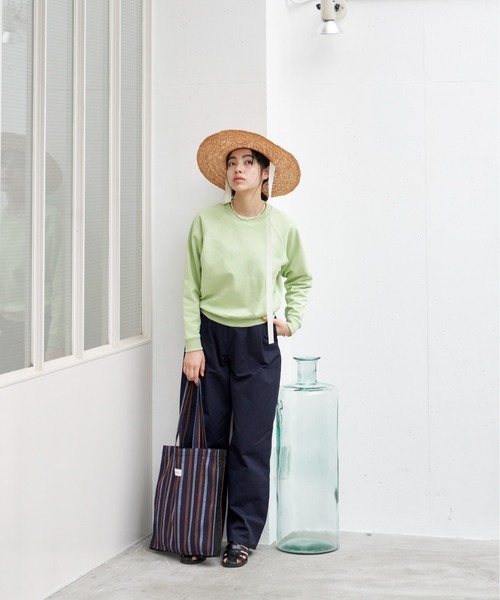 Libra Cue（リブラ キュー）の「デイリーストライプトートバック（トートバッグ・レディース・ブルー/グリーン・FREE）」の4枚目の写真