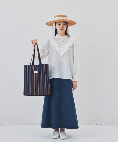 Libra Cue（リブラ キュー）の「デイリーストライプトートバック（トートバッグ・レディース・ブルー/グリーン・FREE）」の7枚目の写真