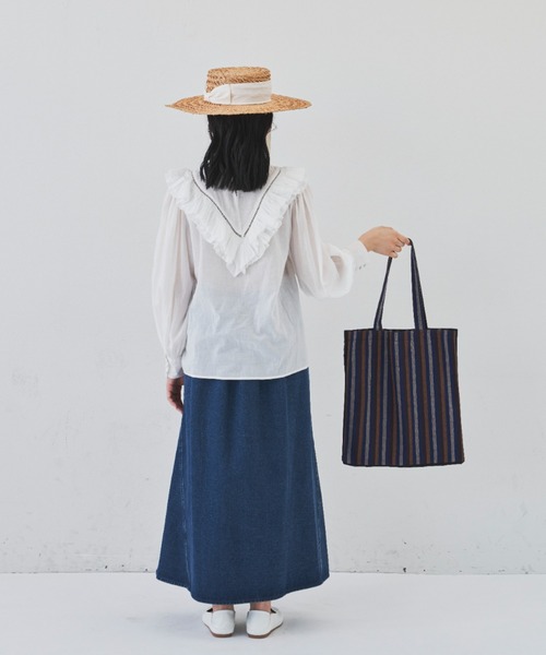 Libra Cue（リブラ キュー）の「デイリーストライプトートバック（トートバッグ・レディース・ブルー/グリーン・FREE）」の8枚目の写真