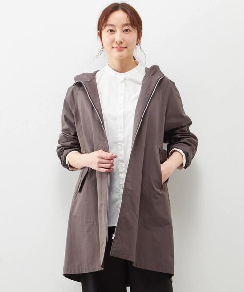 気軽に羽織れるデイリーアイテム マットな素材感のフーデッドコート クレール のその他アウター その他アウター ジャケット アウター Melrose Claire クレール のファッション Claire メルローズ