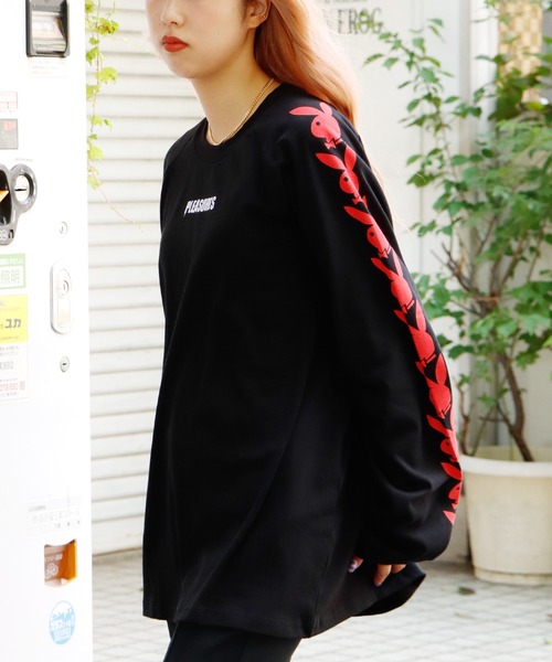 PLEASURES(プレジャー)の「PLEASURES×PLAY BOY/プレジャーズ×プレイボーイ PLAYBOY RAGLAN LONG SLEEVE TEE ロンT ロングスリーブ(Tシャツ/カットソー・メンズ・ブラック/ネイビー・M/XL/L)」の2枚目の写真