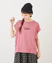 CUBE SUGAR（キューブシュガー）の「シルケット風天竺カットソー変形ビッグロゴTシャツ（Tシャツ/カットソー）」