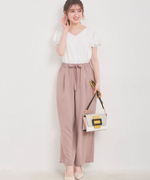 「LAISSE PASSE」 半袖ブラウス MEDIUM モカ レディース LAISSE PASSE（レッセパッセ）の「前後2wayフリルブラウス