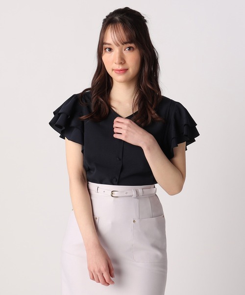 LAISSE PASSE（レッセパッセ）の「前後2wayフリルブラウス（シャツ/ブラウス・レディース・ネイビー/ライトブルー/アイボリー・MEDIUM）」の12枚目の写真