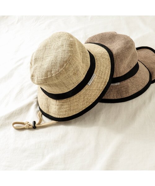 apres les cours（アプレレクール）の「ジュート アウトドアハット_UVカット（ハット・キッズ・ベージュ/ブラウン・50/52/54/48）」の6枚目の写真