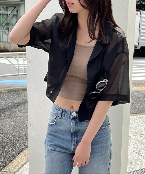 one way（ワンウェイ）の「開襟ショートシャツ（シャツ/ブラウス・レディース・ライトブルー/ブラック/ライトグリーン/ホワイト/イエロー/ライトピンク・FREE）」の10枚目の写真