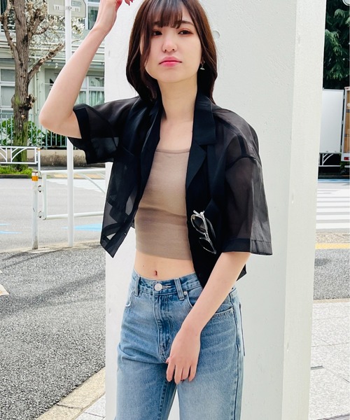 one way（ワンウェイ）の「開襟ショートシャツ（シャツ/ブラウス・レディース・ライトブルー/ブラック/ライトグリーン/ホワイト/イエロー/ライトピンク・FREE）」の7枚目の写真