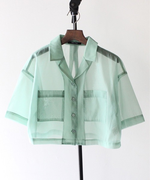 one way（ワンウェイ）の「開襟ショートシャツ（シャツ/ブラウス・レディース・ライトブルー/ブラック/ライトグリーン/ホワイト/イエロー/ライトピンク・FREE）」の12枚目の写真