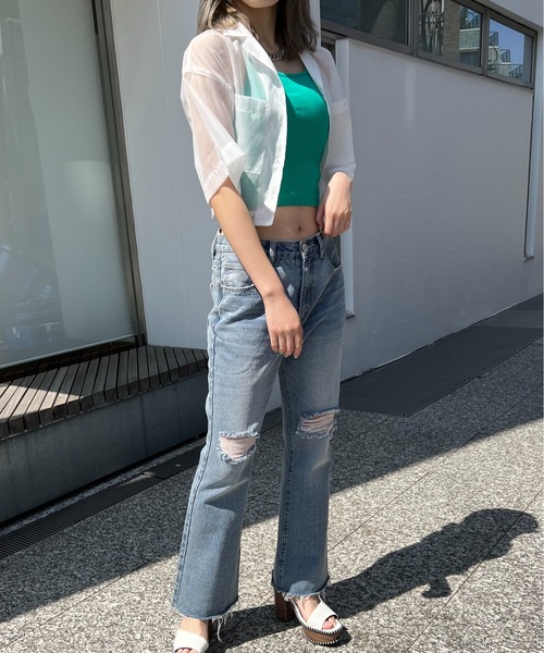 one way（ワンウェイ）の「開襟ショートシャツ（シャツ/ブラウス・レディース・ライトブルー/ブラック/ライトグリーン/ホワイト/イエロー/ライトピンク・FREE）」の22枚目の写真