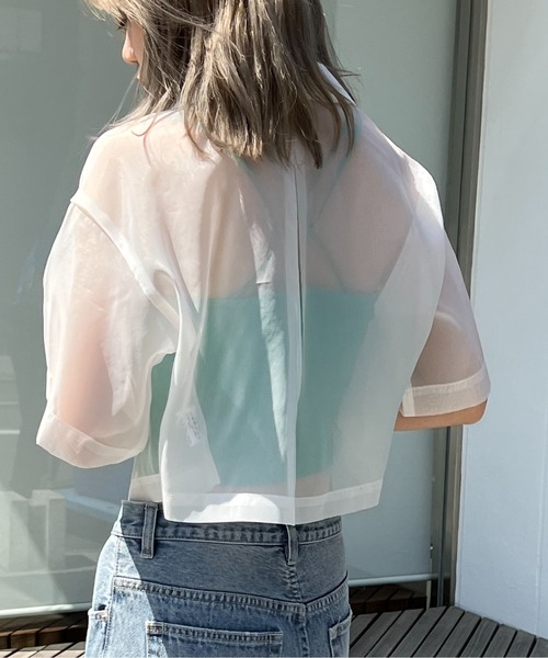 one way（ワンウェイ）の「開襟ショートシャツ（シャツ/ブラウス・レディース・ライトブルー/ブラック/ライトグリーン/ホワイト/イエロー/ライトピンク・FREE）」の20枚目の写真