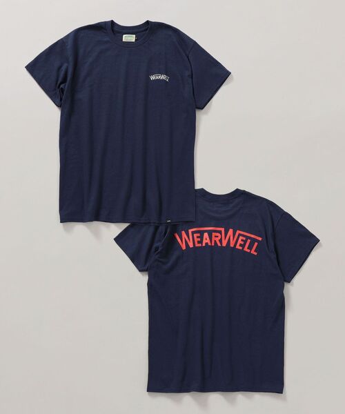 SHIPS(シップス)の「*【SHIPS別注】WEARWELL: エンブロイダリー ワンポイント ロゴ / バックプリント Tシャツ(Tシャツ/カットソー・メンズ・ブラウン/ホワイト/ネイビー/イエロー系・LARGE/MEDIUM/X-LARGE)」の1枚目の写真