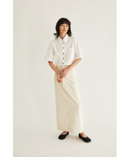 M_（エムアンダーバー）の「【M_】OGC HW スカート（デニムスカート・レディース・ダークブルー/ベージュ/アイボリー・1/2）」の4枚目の写真