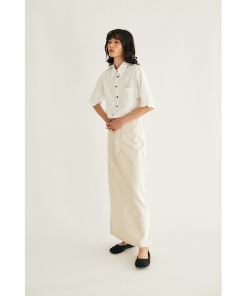 M_（エムアンダーバー）の「【M_】OGC HW スカート（デニムスカート・レディース・ダークブルー/ベージュ/アイボリー・1/2）」の5枚目の写真