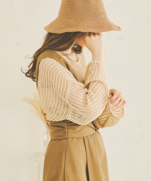 Ambre Neige(アンブルネージュ)の「メッシュ編みニットトップス/【WEB/EC限定商品】(ニット/セーター・レディース・アイボリー/モカ/キャメル・FREE)」の8枚目の写真