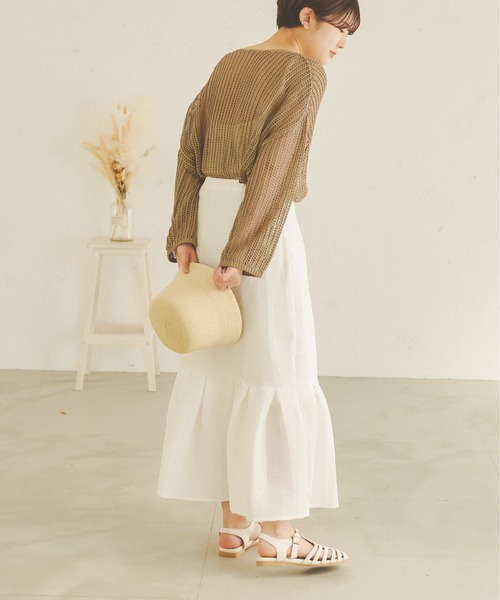 Ambre Neige(アンブルネージュ)の「メッシュ編みニットトップス/【WEB/EC限定商品】(ニット/セーター・レディース・アイボリー/モカ/キャメル・FREE)」の12枚目の写真