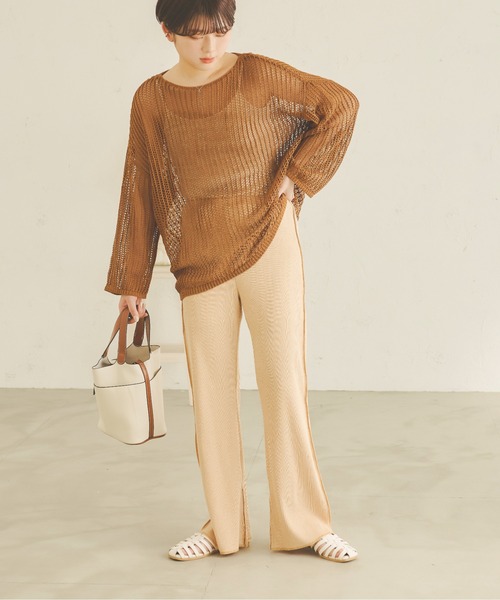 Ambre Neige(アンブルネージュ)の「メッシュ編みニットトップス/【WEB/EC限定商品】(ニット/セーター・レディース・アイボリー/モカ/キャメル・FREE)」の16枚目の写真